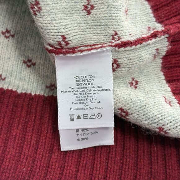 Eddie Bauer Wool Blend Sweater Womens XL Red Zip Fair Isle Nordic Cabincore Cozy - Picture 9 of 11